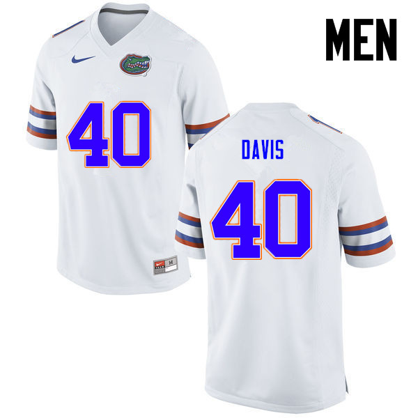 Men Florida Gators #40 Jarrad Davis College Football Jerseys-White - Click Image to Close